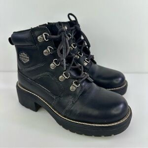 Harley Davidson Express Lane Women's Black Leather Motorcycle Boots 84008 Sz 6.5